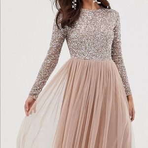 ASOS Maya bridesmaid long sleeve maxi tulle dress